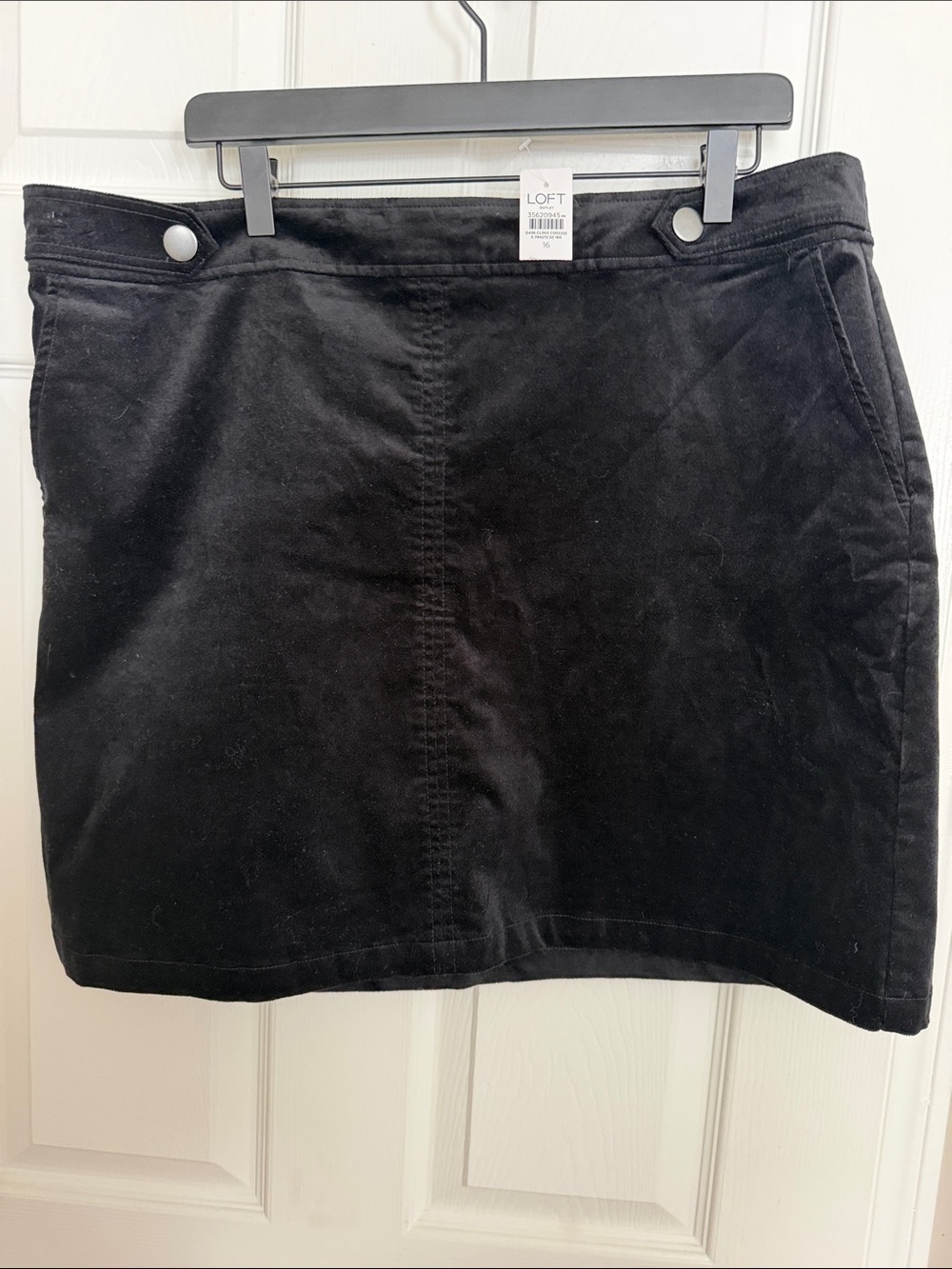 LOFT Black Cord Mini Skirt with Front Seam